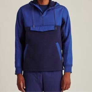 Bonobos Fielder Mixed Media Sherpa Fleece Anorak Hoodie Jacket Navy Blue Size L